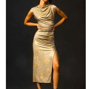 Anthropologie Gold Maya Midi Dress